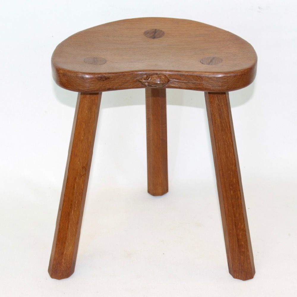 Robert ‘Mouseman’ Thompson, Oak 14” Milking Stool