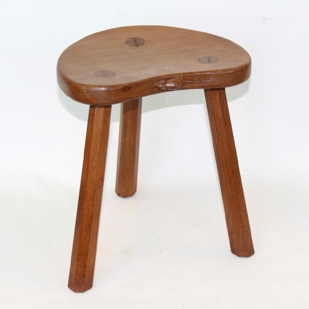 Robert ‘Mouseman’ Thompson, Oak 14” Milking Stool