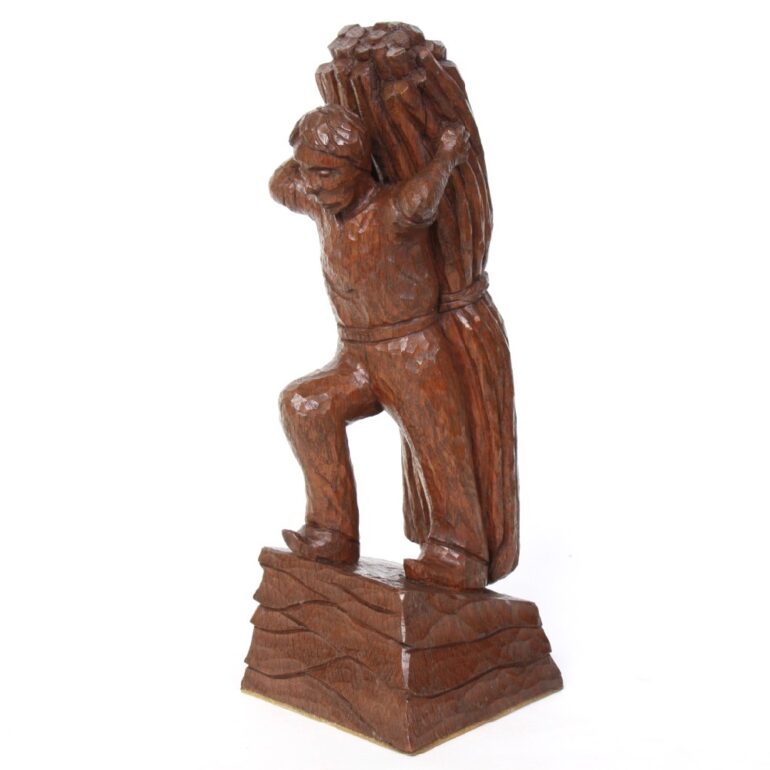 Thomas Whittaker ‘Gnomeman’ Oak Carved Figure ‘The Wood Carrier ...