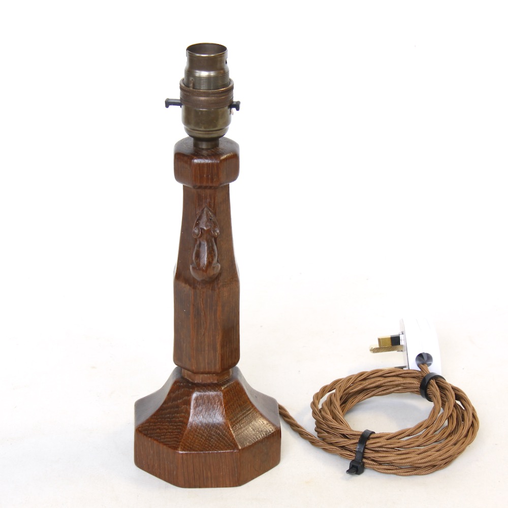 mouseman robert thompson early oak table lamp