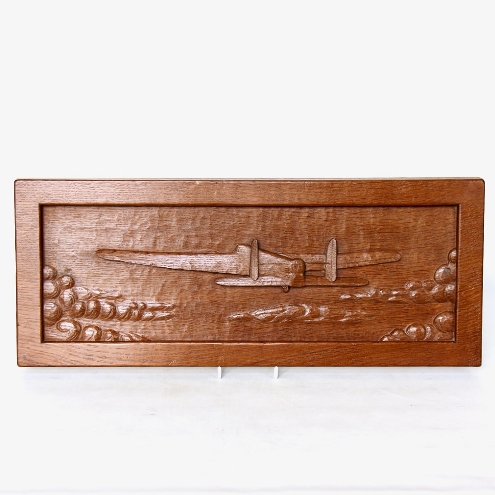 robert mouseman thompson oak carved picture
