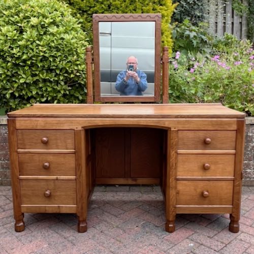robert mouseman thompson oak dressing table and mirror