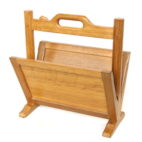 robert mouseman thompson oak magazine rack