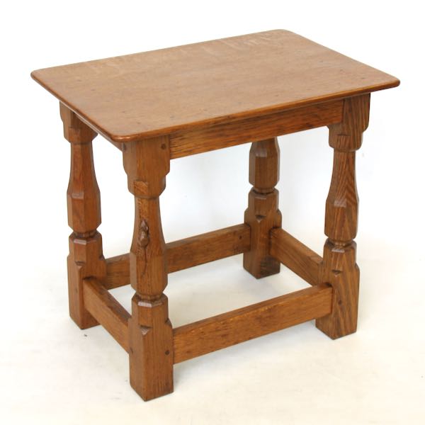 robert mouseman thompson oak stool / side table