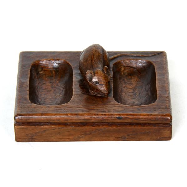 robert thompson mouseman oak double pin tray