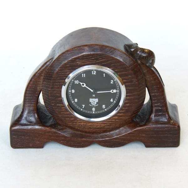 robert mouseman thompson oak mantel clock