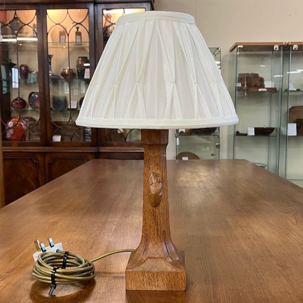 mouseman robert thompson oak table lamp