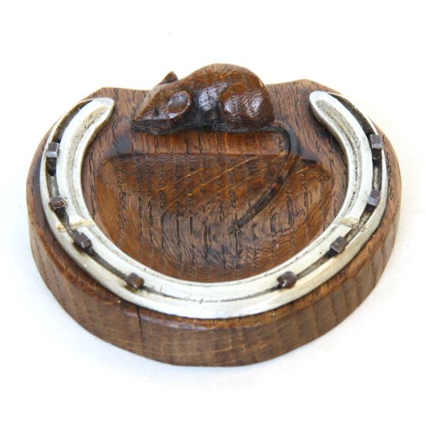 robert mouseman thompson oak horseshoe pin dish / ashtray