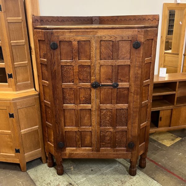 mouseman robert thompson oak corner cupboard